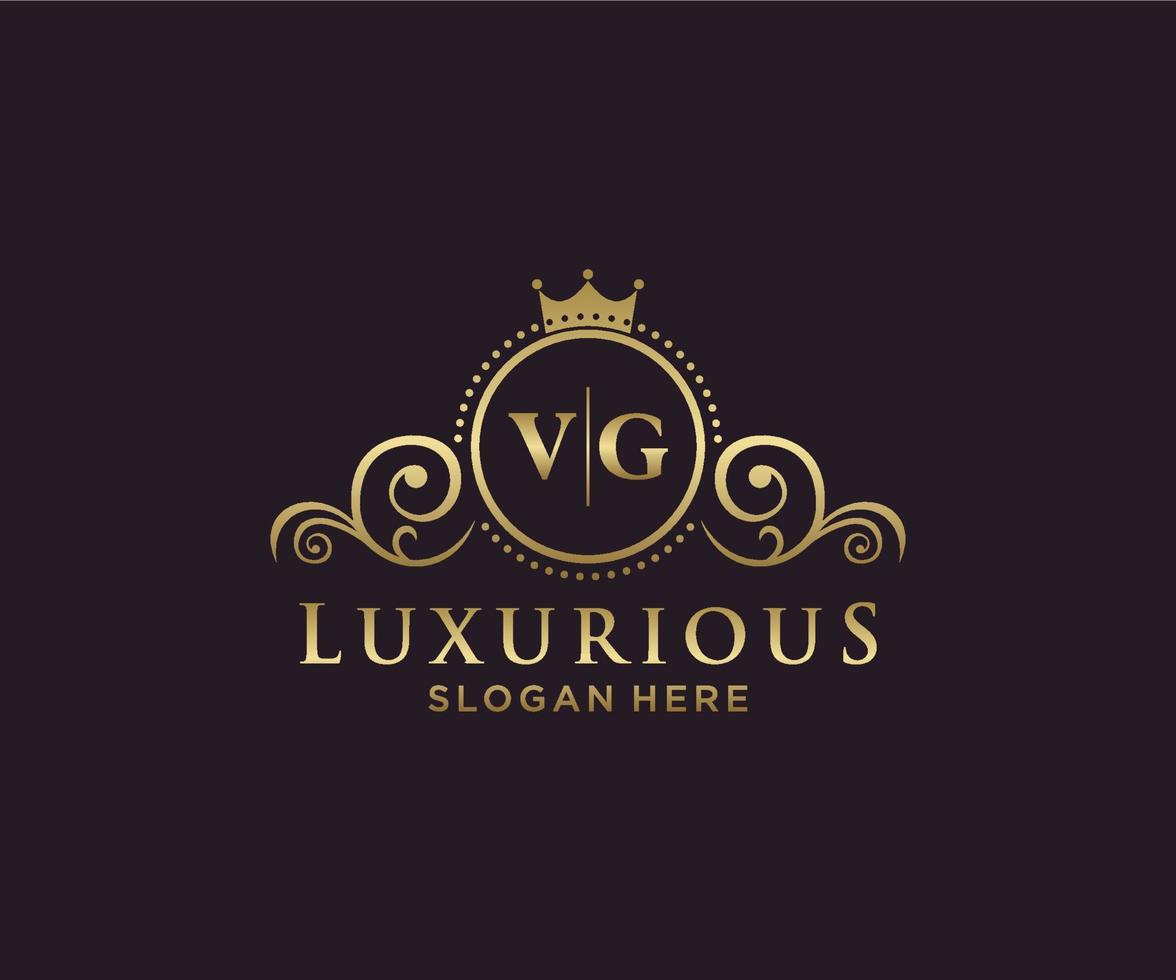 Initial VG Letter Royal Luxury Logo template in vector art for Restaurant, Royalty, Boutique, Cafe, Hotel, Heraldic, Jewelry, Fashion and other vector illustration.