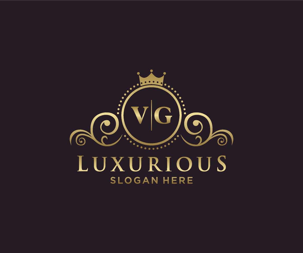 Initial VG Letter Royal Luxury Logo template in vector art for Restaurant, Royalty, Boutique, Cafe, Hotel, Heraldic, Jewelry, Fashion and other vector illustration.