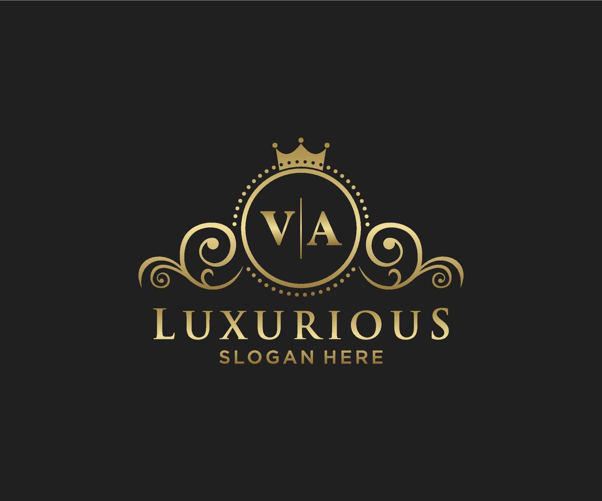 Initial VA Letter Royal Luxury Logo template in vector art for Restaurant, Royalty, Boutique, Cafe, Hotel, Heraldic, Jewelry, Fashion and other vector illustration.