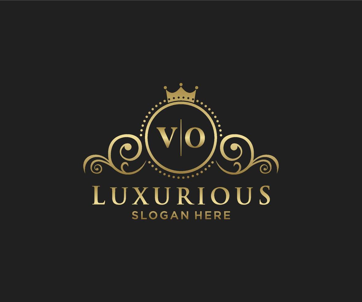 Initial VO Letter Royal Luxury Logo template in vector art for Restaurant, Royalty, Boutique, Cafe, Hotel, Heraldic, Jewelry, Fashion and other vector illustration.
