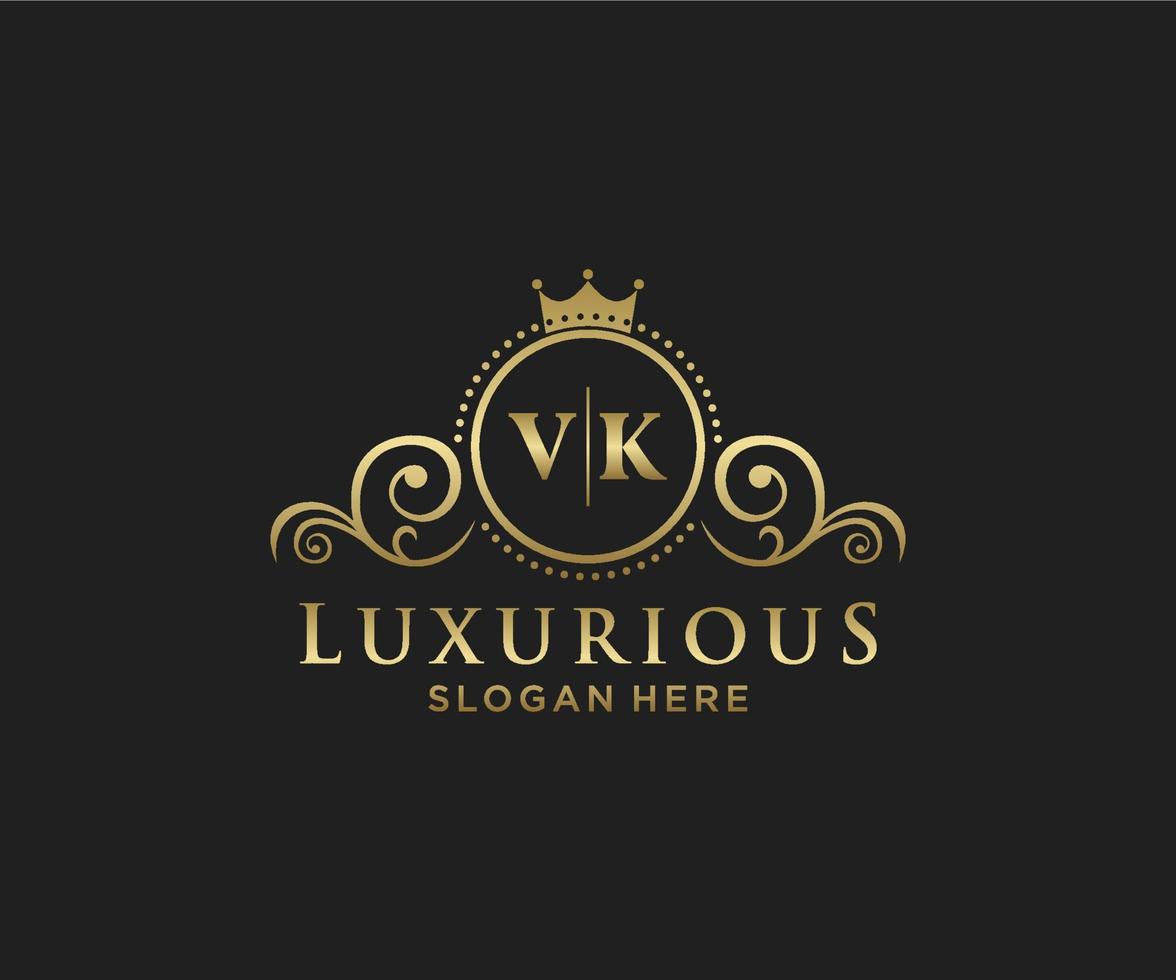 plantilla de logotipo de lujo real de letra vk inicial en arte vectorial para restaurante, realeza, boutique, cafetería, hotel, heráldica, joyería, moda y otras ilustraciones vectoriales. vector