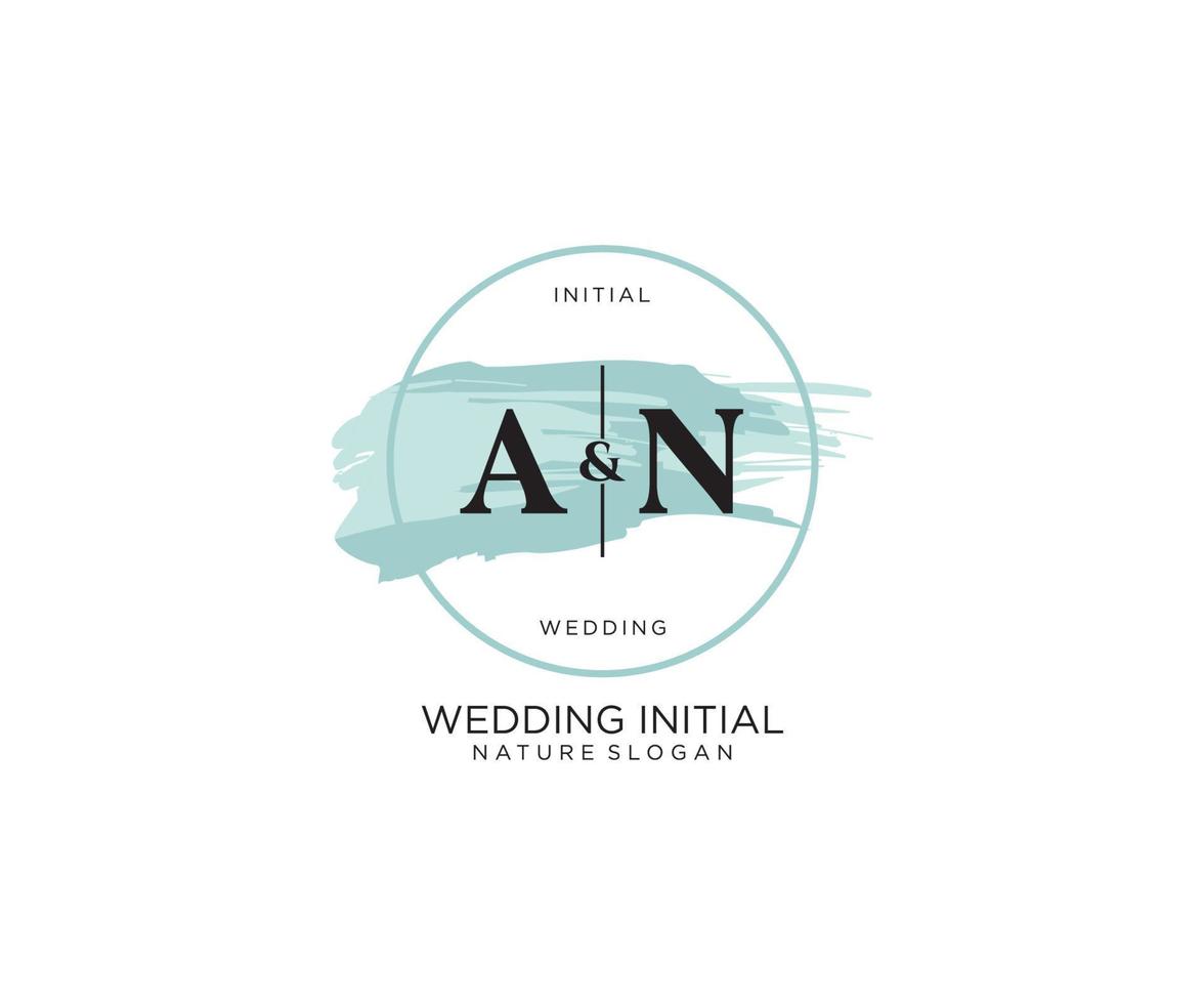 Initial AN Letter Beauty vector initial logo, handwriting logo of initial signature, wedding, fashion, jewerly, boutique, floral and botanical with creative template for any company or business.