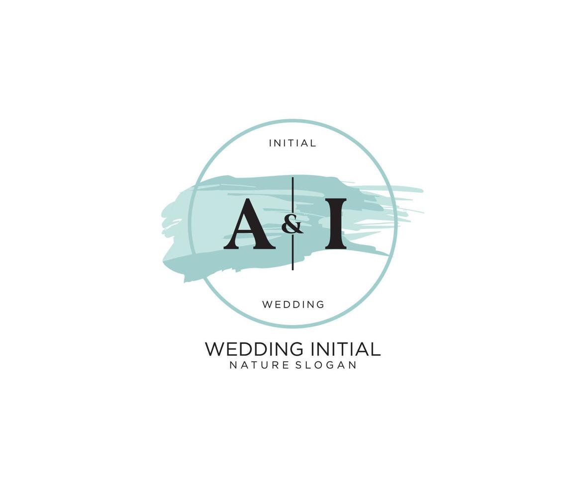 Initial AI Letter Beauty vector initial logo, handwriting logo of initial signature, wedding, fashion, jewerly, boutique, floral and botanical with creative template for any company or business.