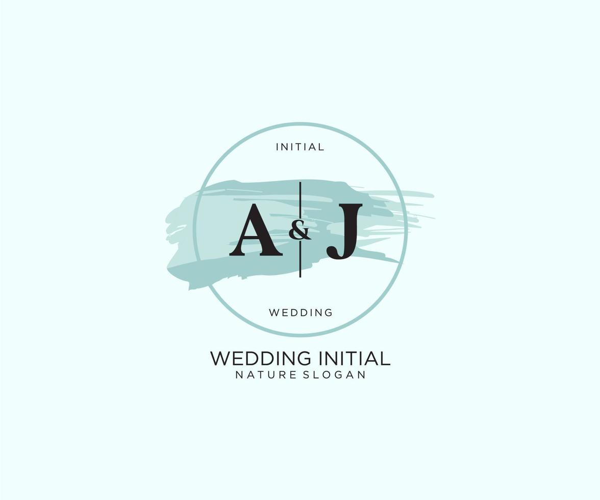 Initial AJ Letter Beauty vector initial logo, handwriting logo of initial signature, wedding, fashion, jewerly, boutique, floral and botanical with creative template for any company or business.