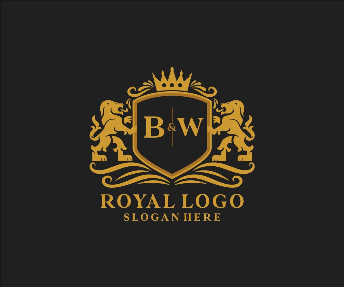 plantilla de logotipo de lujo real de león de letra bw inicial en arte vectorial para restaurante, realeza, boutique, cafetería, hotel, heráldica, joyería, moda y otras ilustraciones vectoriales. vector