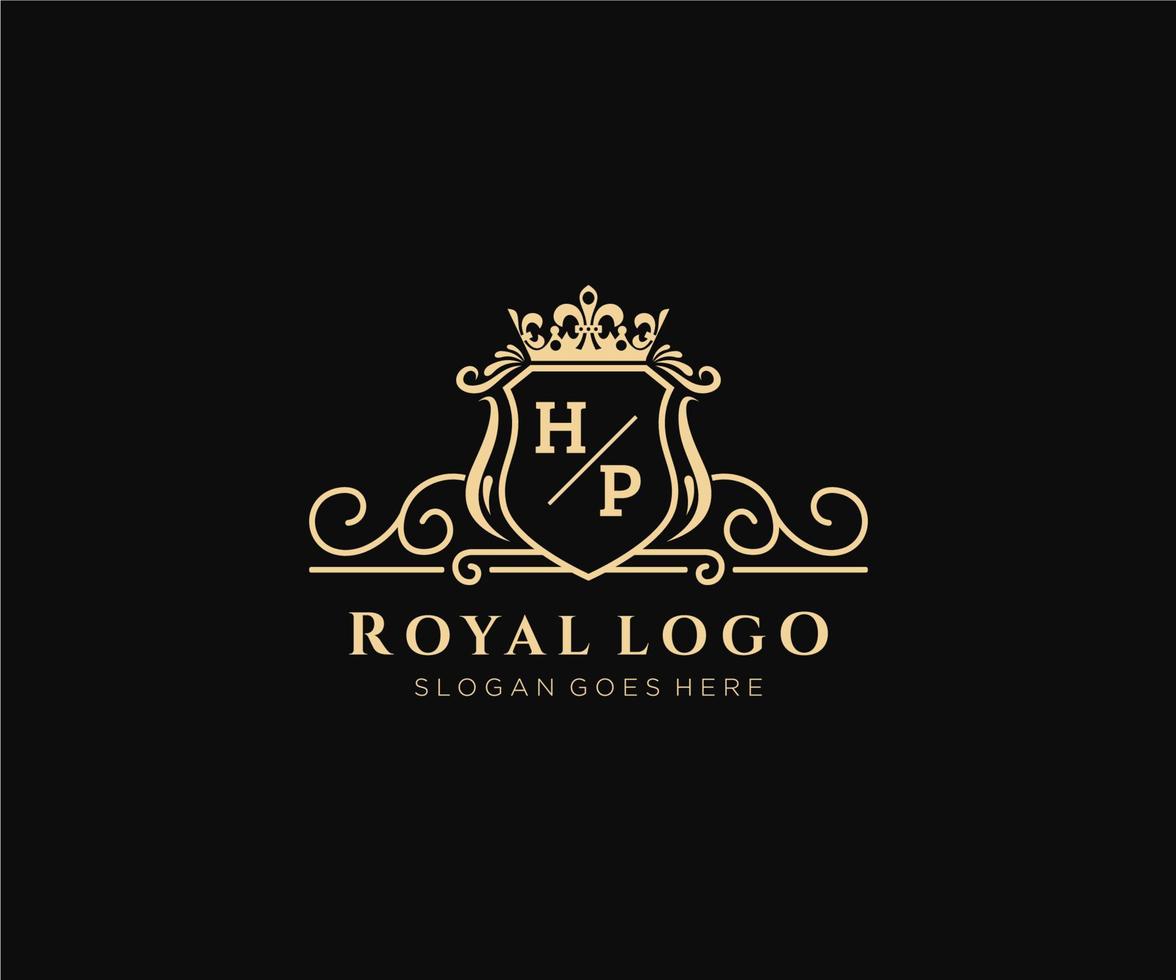 Initial HP Letter Luxurious Brand Logo Template, for Restaurant, Royalty, Boutique, Cafe, Hotel, Heraldic, Jewelry, Fashion and other vector illustration.