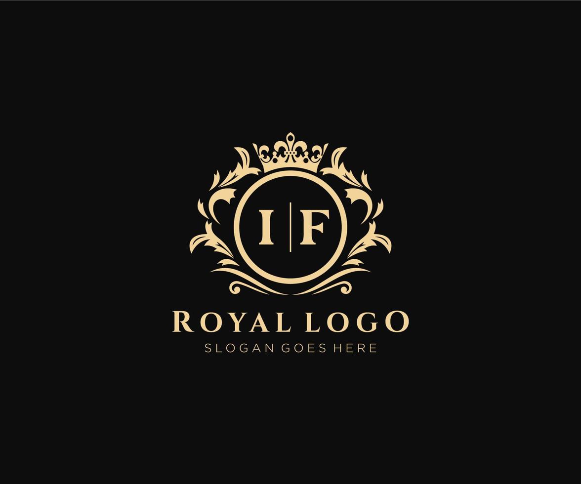 Initial IF Letter Luxurious Brand Logo Template, for Restaurant, Royalty, Boutique, Cafe, Hotel, Heraldic, Jewelry, Fashion and other vector illustration.