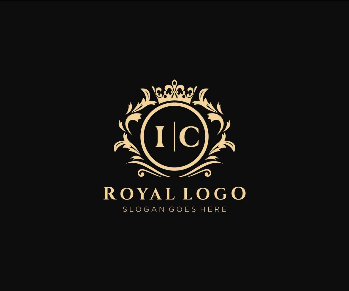 Initial IC Letter Luxurious Brand Logo Template, for Restaurant, Royalty, Boutique, Cafe, Hotel, Heraldic, Jewelry, Fashion and other vector illustration.