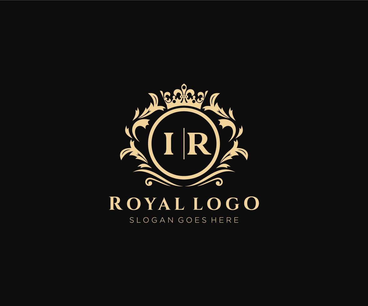 Initial IR Letter Luxurious Brand Logo Template, for Restaurant, Royalty, Boutique, Cafe, Hotel, Heraldic, Jewelry, Fashion and other vector illustration.