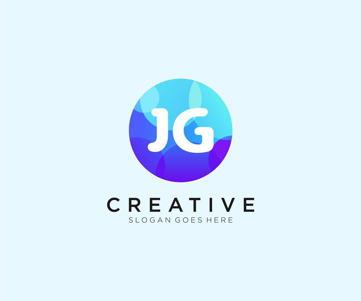 JG initial logo With Colorful Circle template vector. vector