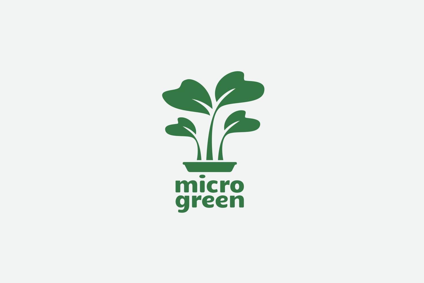 microgreen logo with vegetable sprouts as the icon. vector