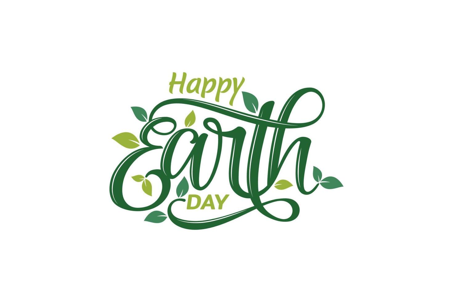 Vector lettering of happy earth day with beautiful floral elements.