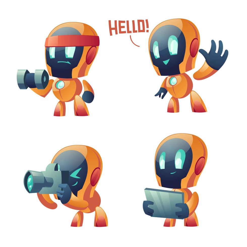 linda caricatura de bot de chat, robot de conversación vector