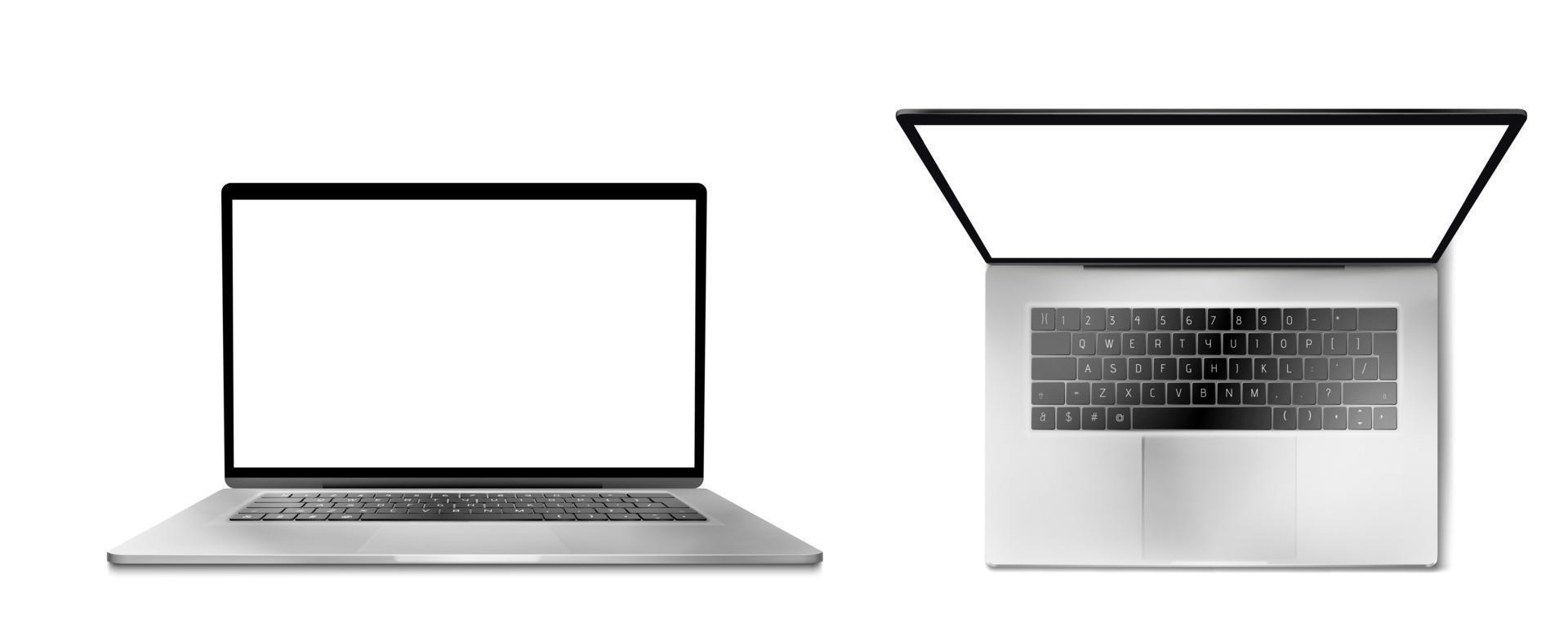 Laptop computer front and top view vector