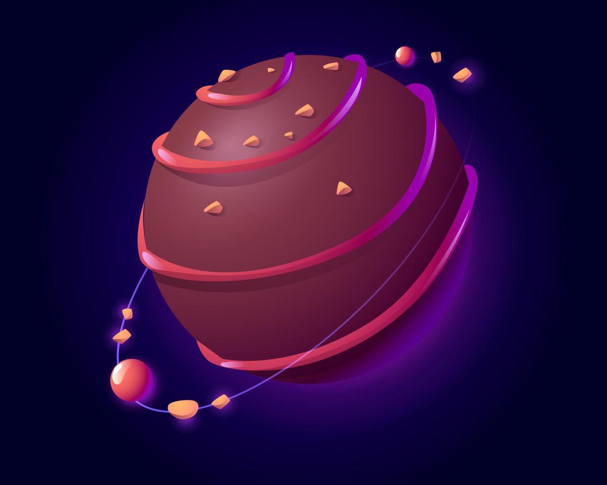 Vector cartoon chocolate planet in outer space