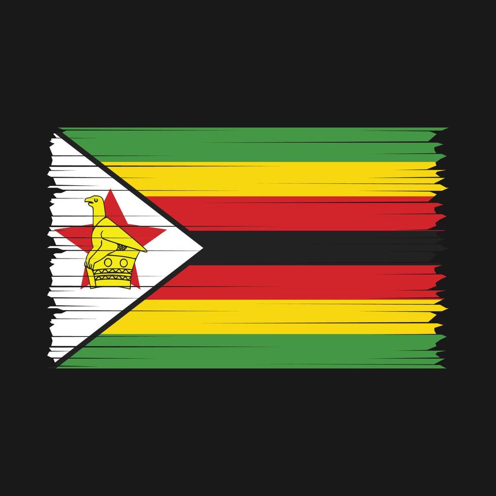 Zimbabwe Flag Brush Vector