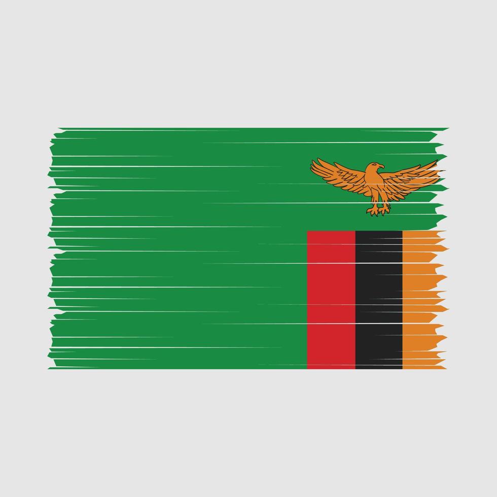 Zambia Flag Brush Vector