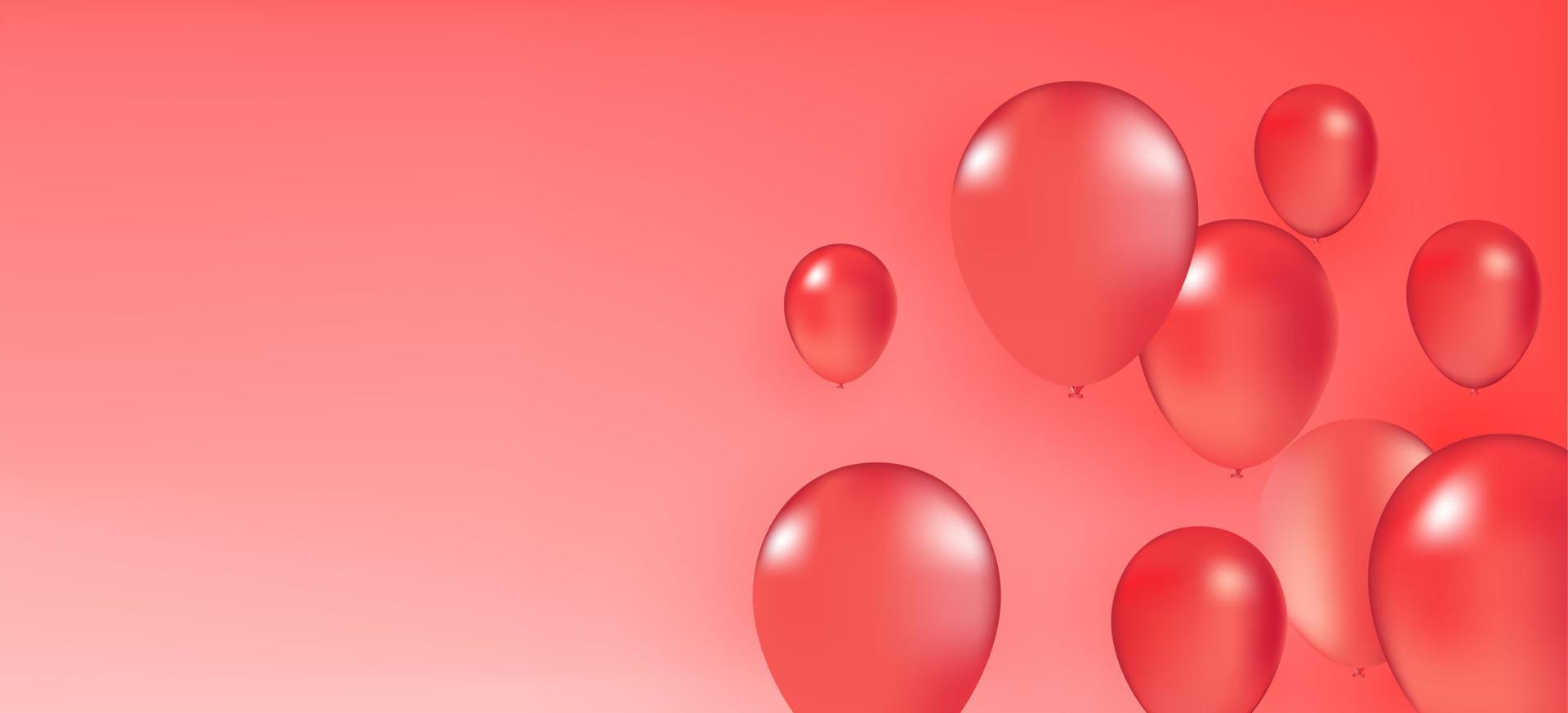 Red balloons concept design template Happy Valentine's day and Happy New year Concept, red background Celebration party and holidays event vector