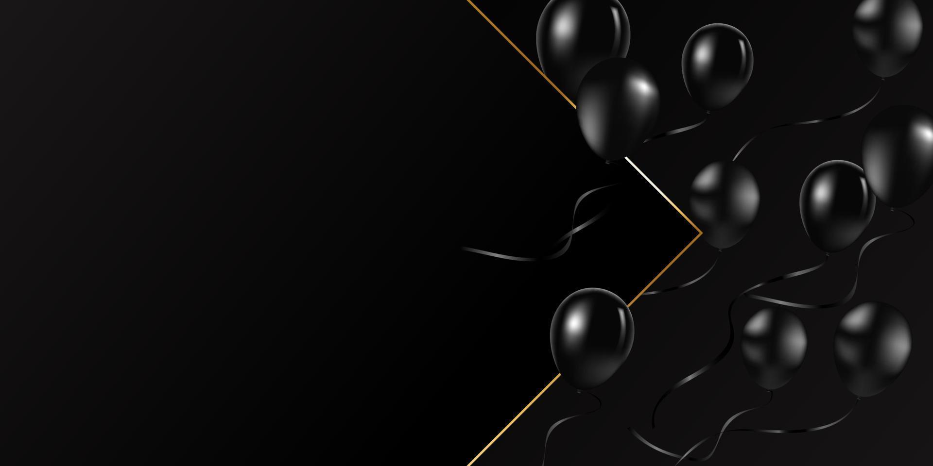 Black balloons background with frame and black balloons. Modern design.Universal vector background for poster, banners, flyers, card