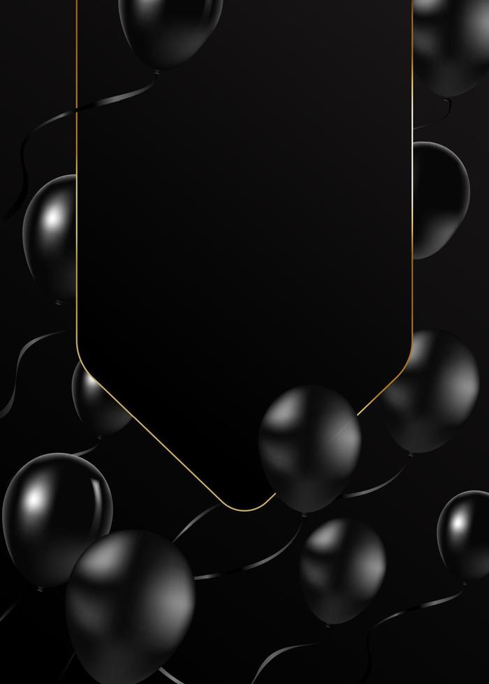 fondo de globos negros con marco y globos negros. diseño moderno.fondo de vector universal para carteles, pancartas, volantes, tarjetas