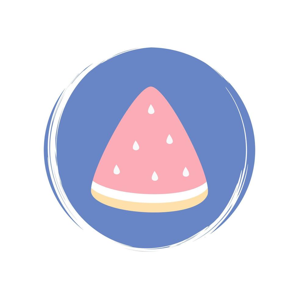 Watermelon slice icon logo vector illustration on circle with brush texture for social media story highlight