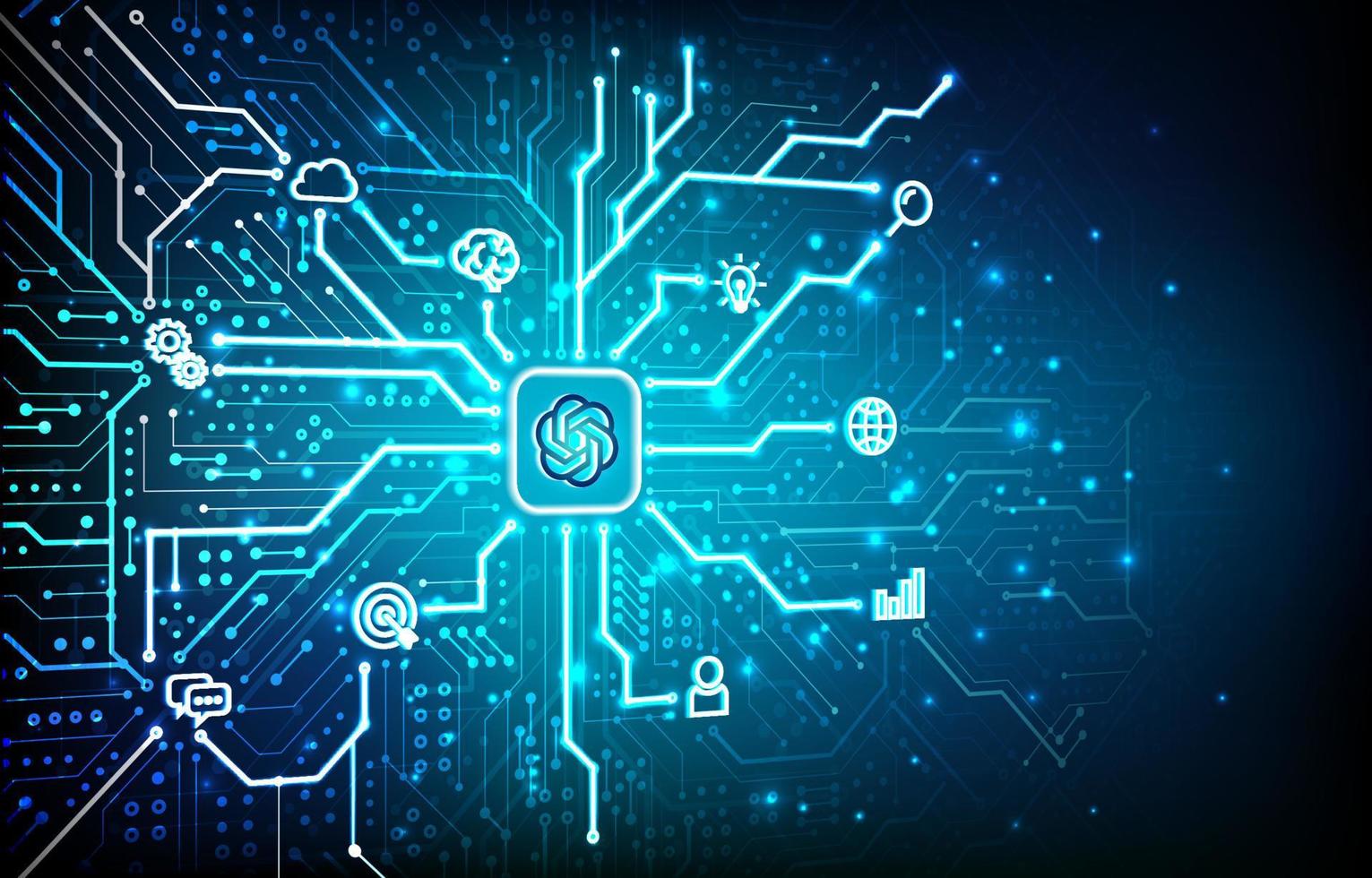 Artificial Intelligence Technology Circuit Board Background vector