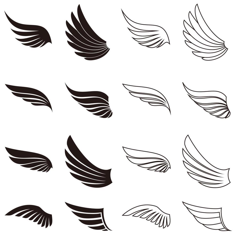 halcón ala icono vector colocar. ángel ilustración firmar recopilación. aire simbolos pájaro logo.