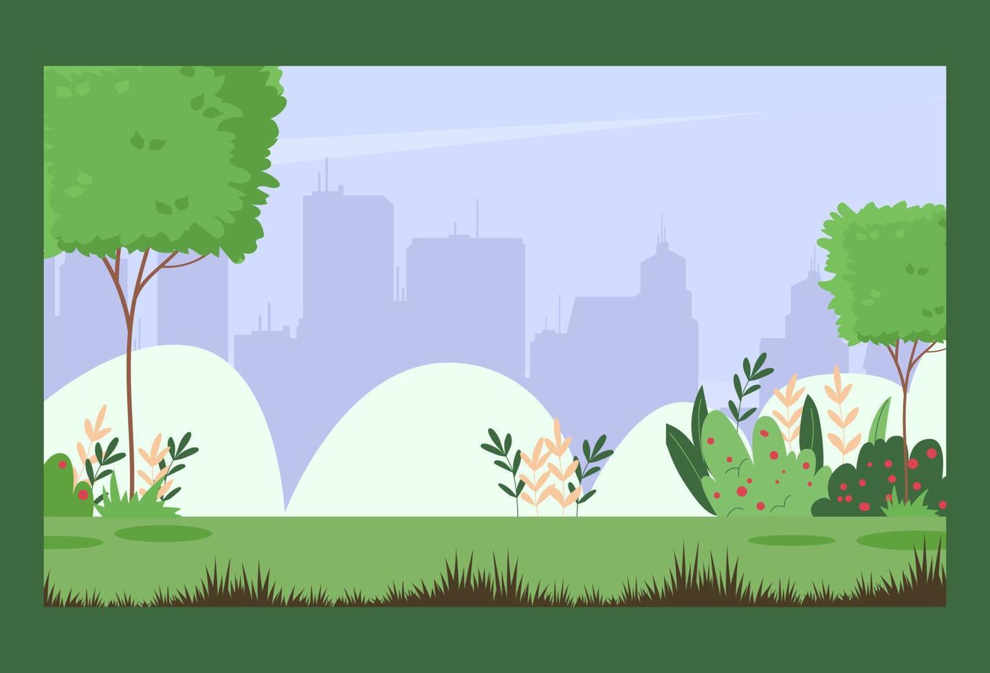 Green park with grass and trees. Nature landscape. vector