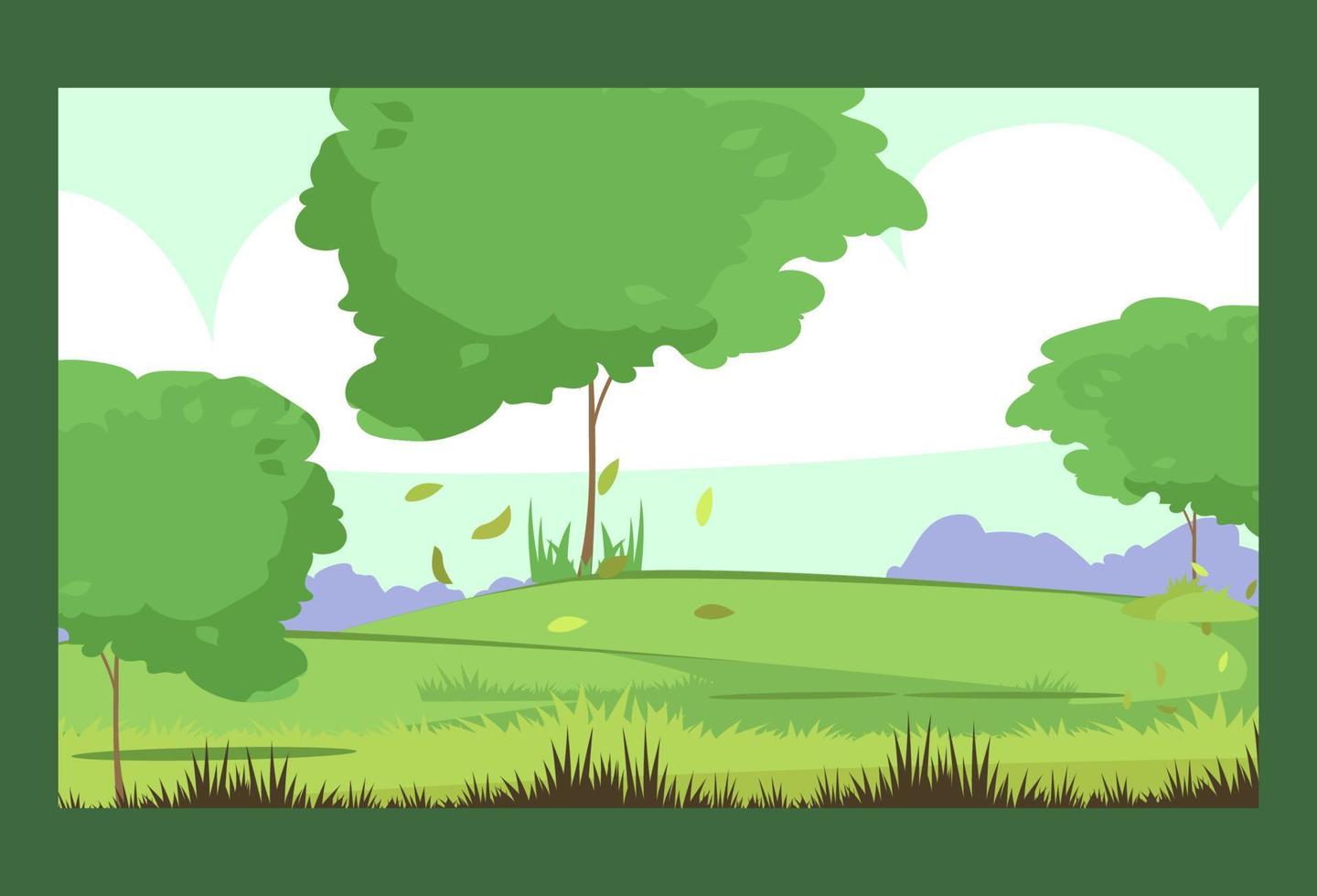 Green park with grass and trees. Nature landscape. vector