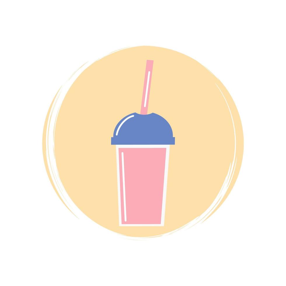 Smoothie icon logo vector illustration on circle with brush texture for social media story highlight