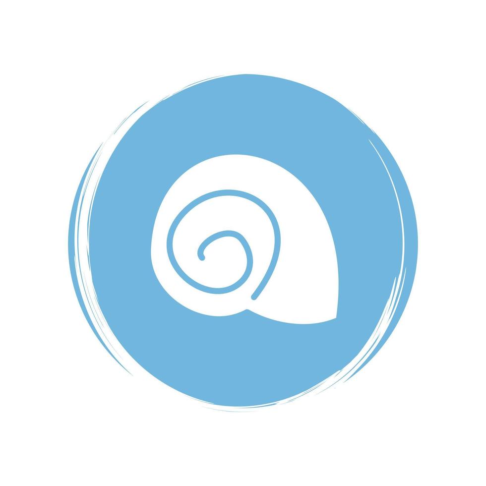 Cute logo or icon vector with seashell in the sea, illustration on circle for social media story and highlights
