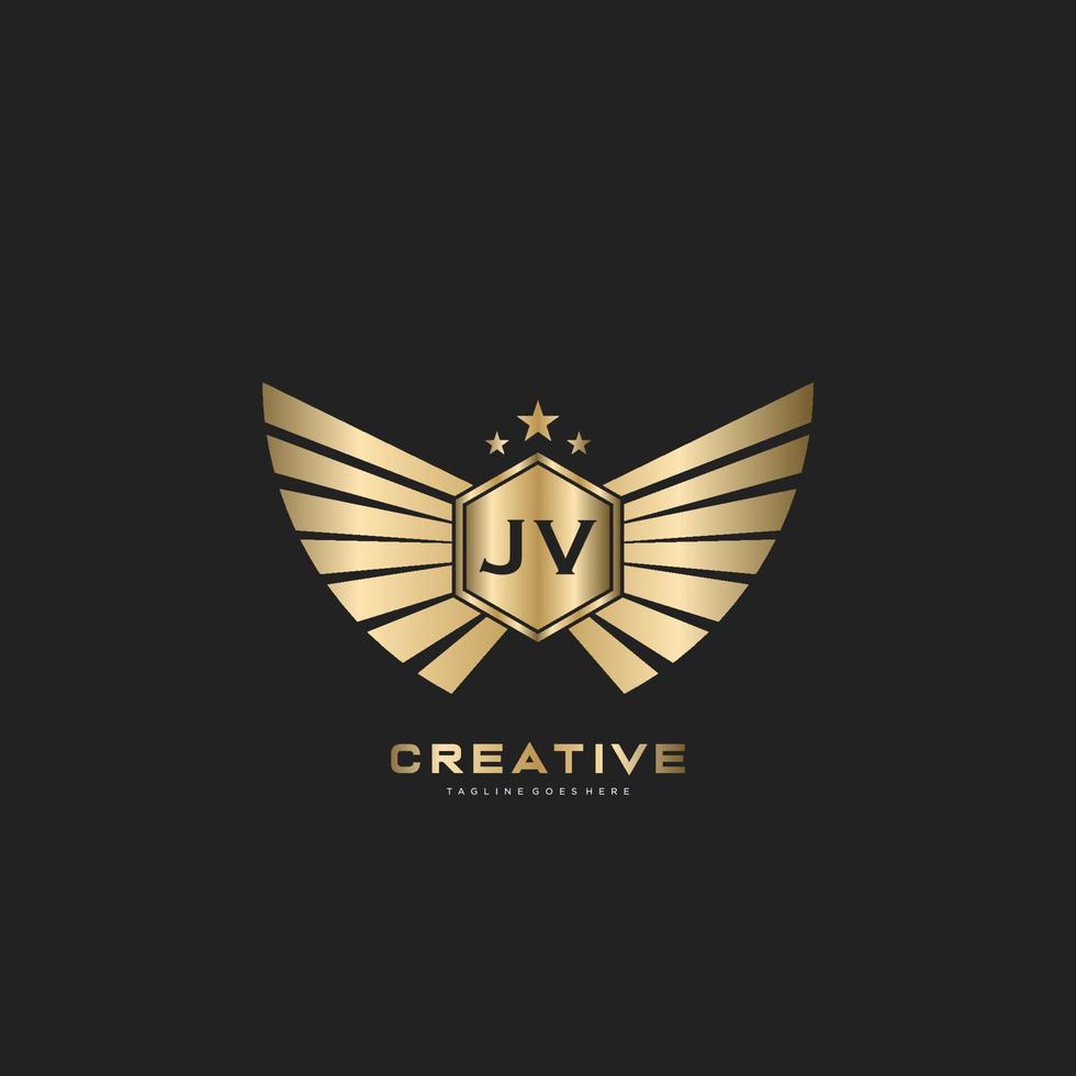 JV Letter Initial with Royal Luxury Logo Template vector