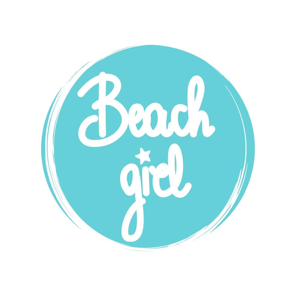 linda vector conjunto de logo diseño plantillas, íconos y insignias para social medios de comunicación realce con mano dibujado letras playa niña texto