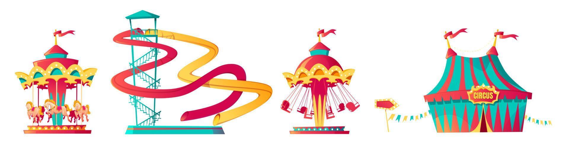 Amusement park, carnival or festive fair cartoon vector