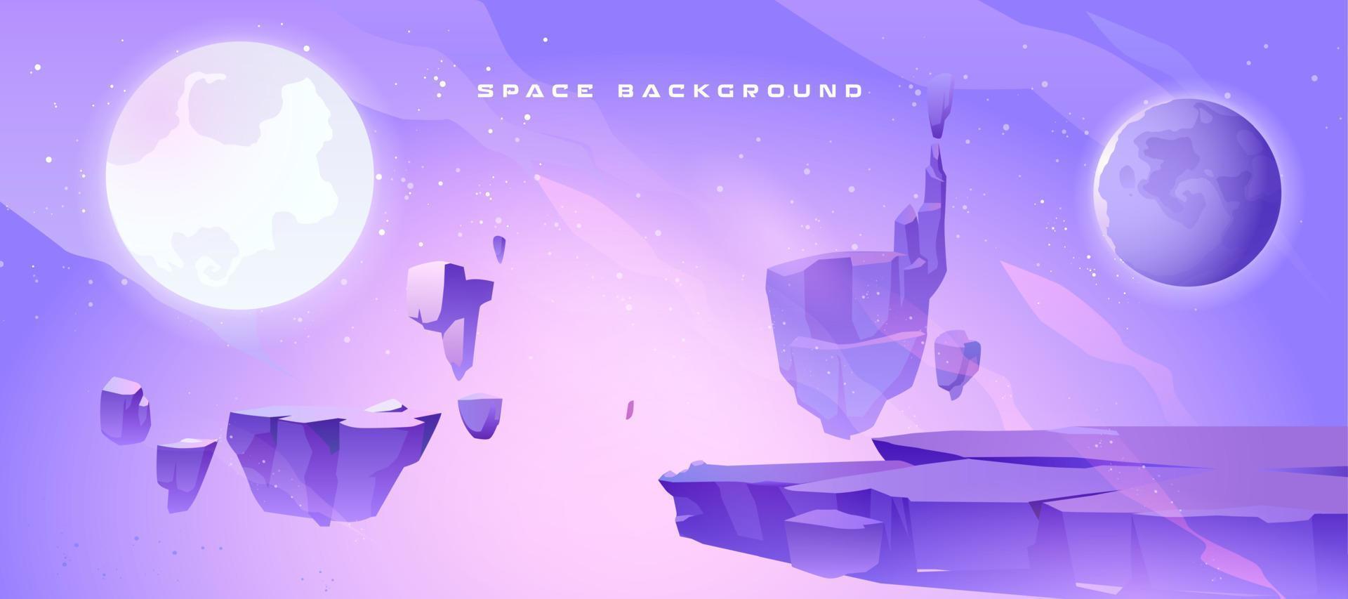 Space background with landscape of alien planet vector