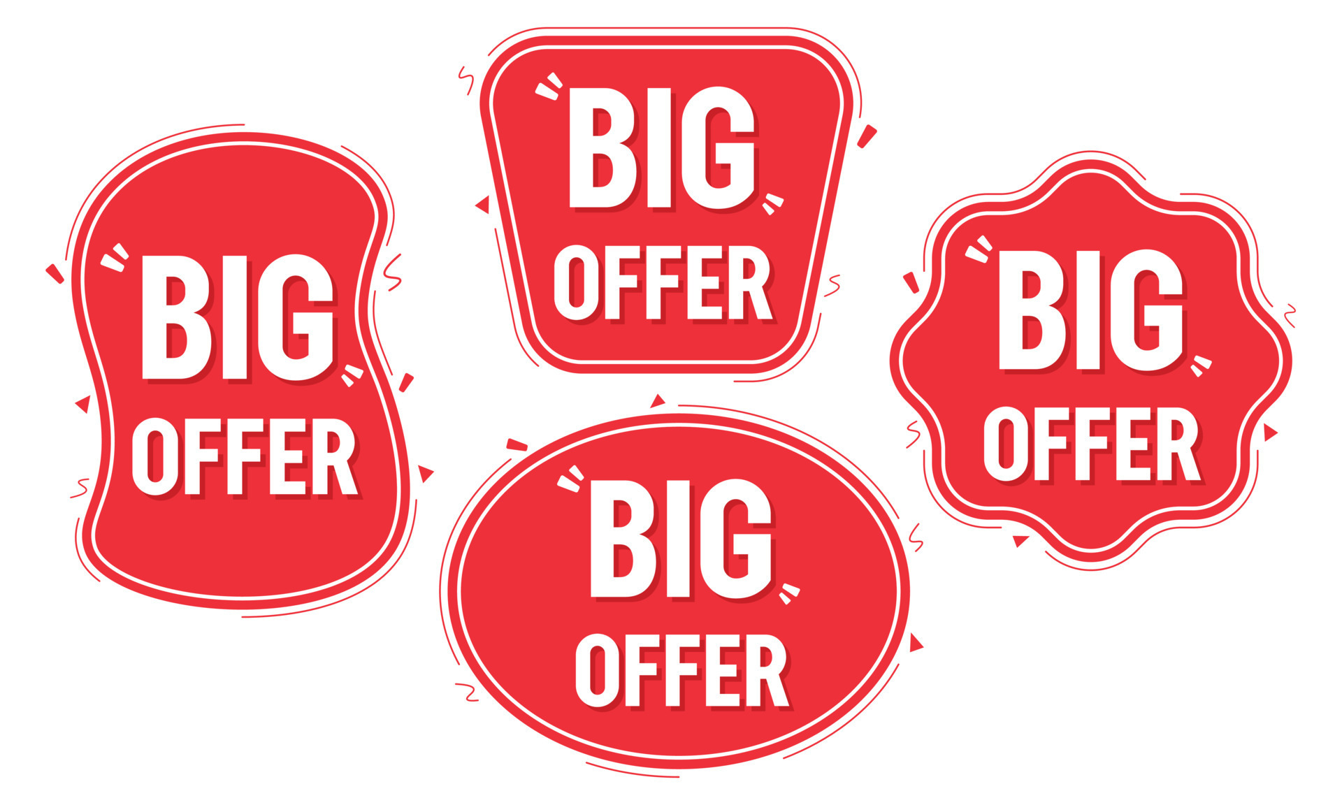 Free Red sale tags in different shapes. Vector illustration of a badge