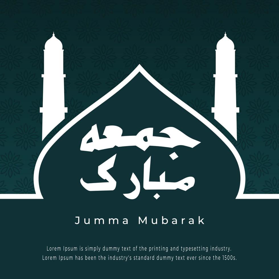 Vector jummah mubarak post with mosque arabic calligraphy islamic backround