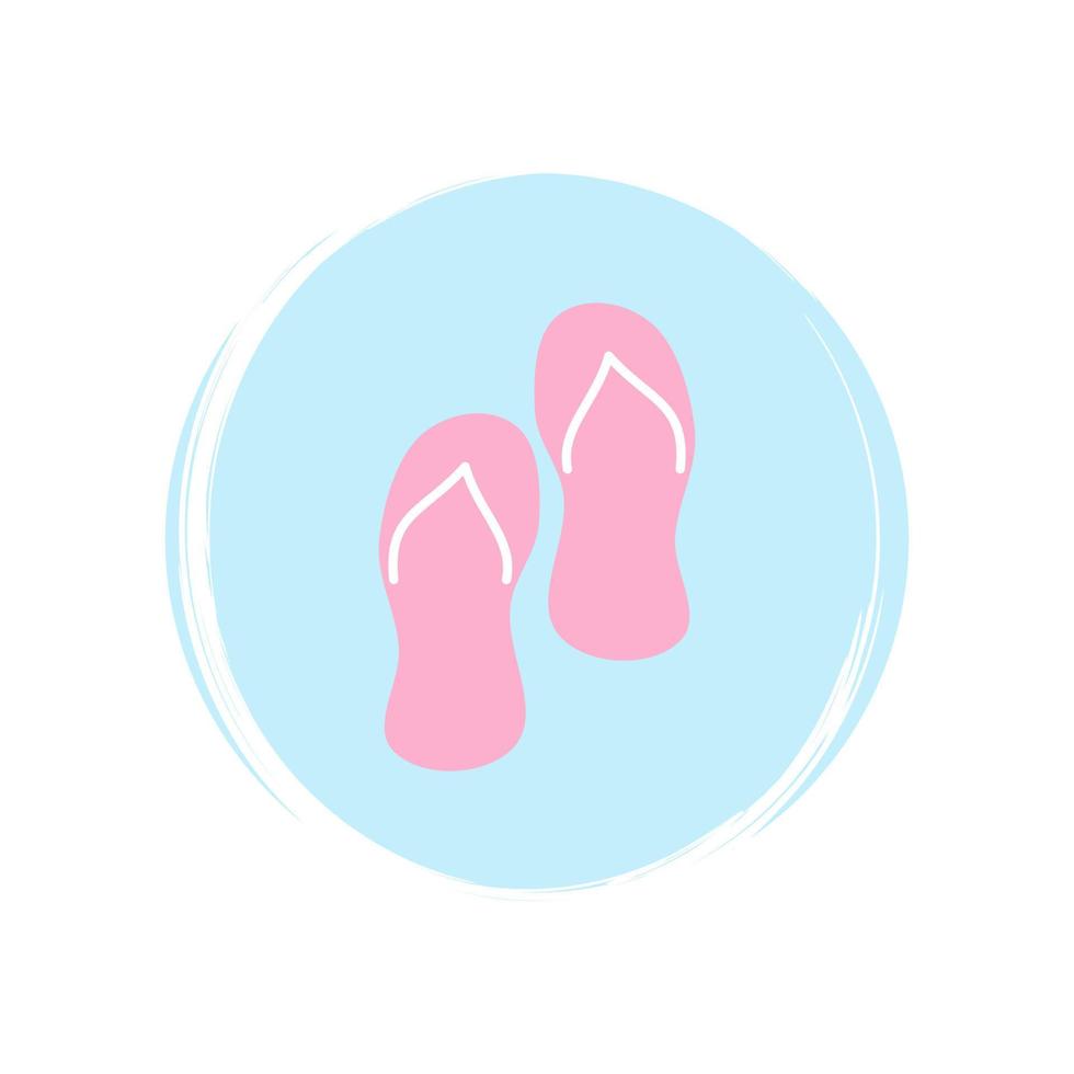 Flip flop icon logo vector illustration on circle with brush texture for social media story highlight