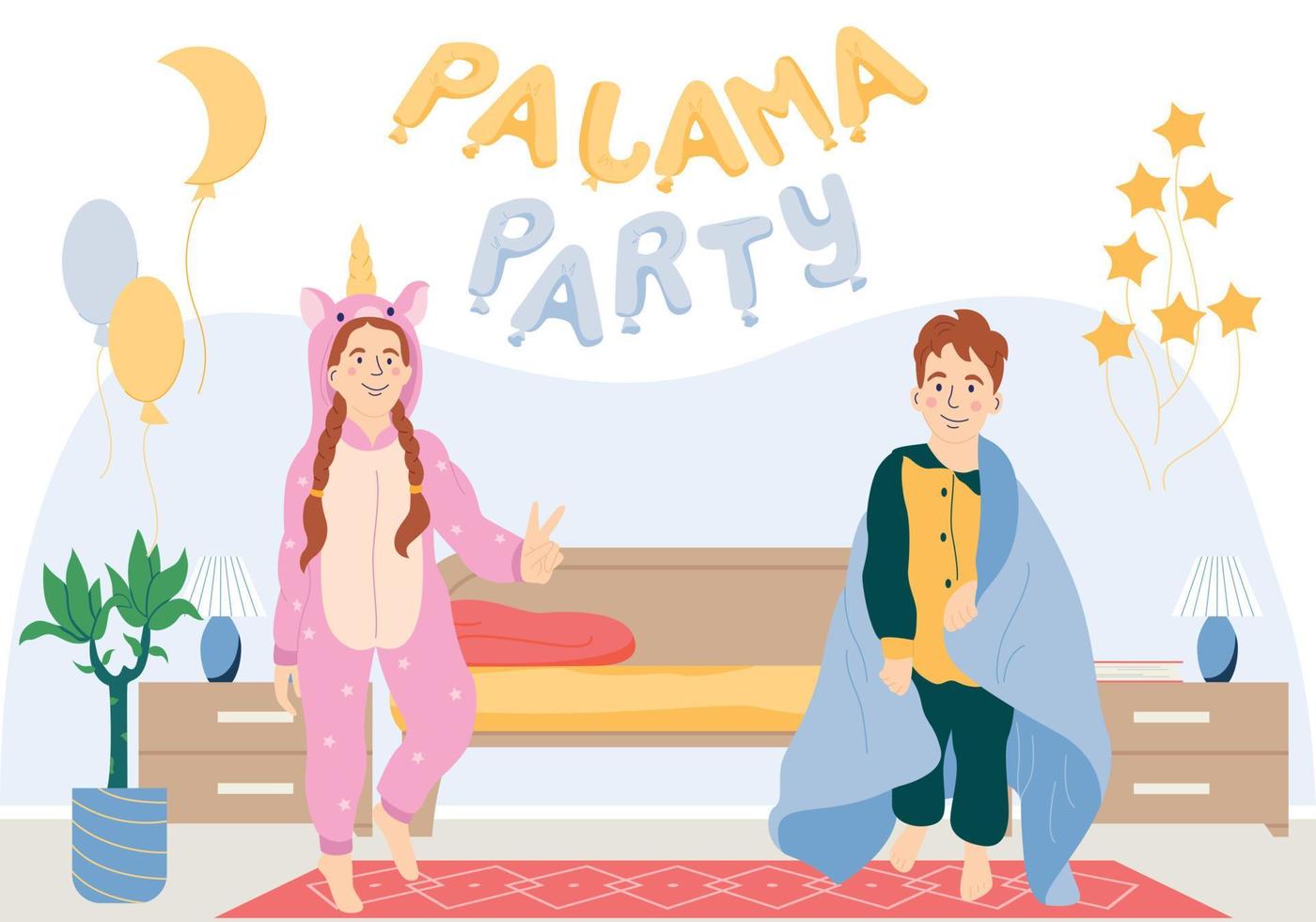 pijama fiesta plano vector