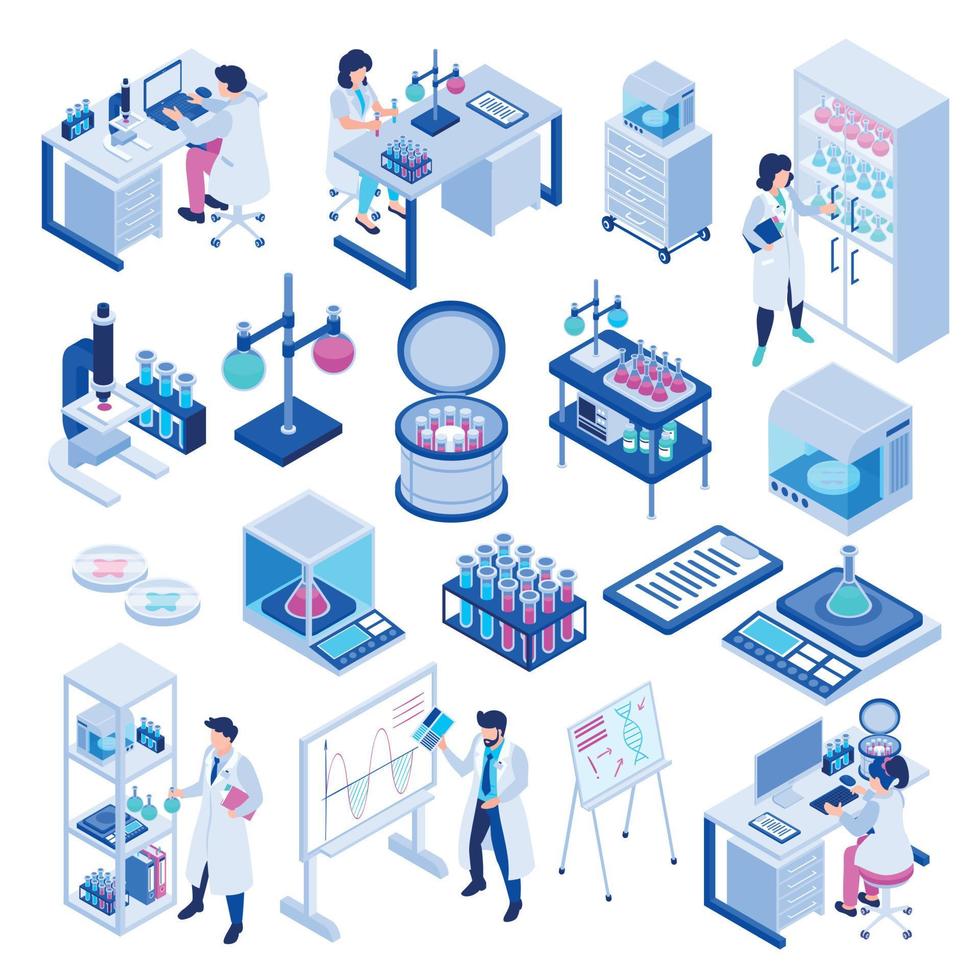 Isometric Scientific laboratory Set vector