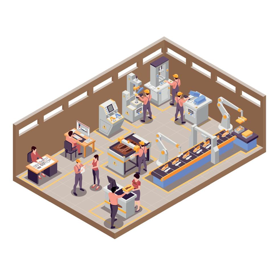Shoes Production Concept vector