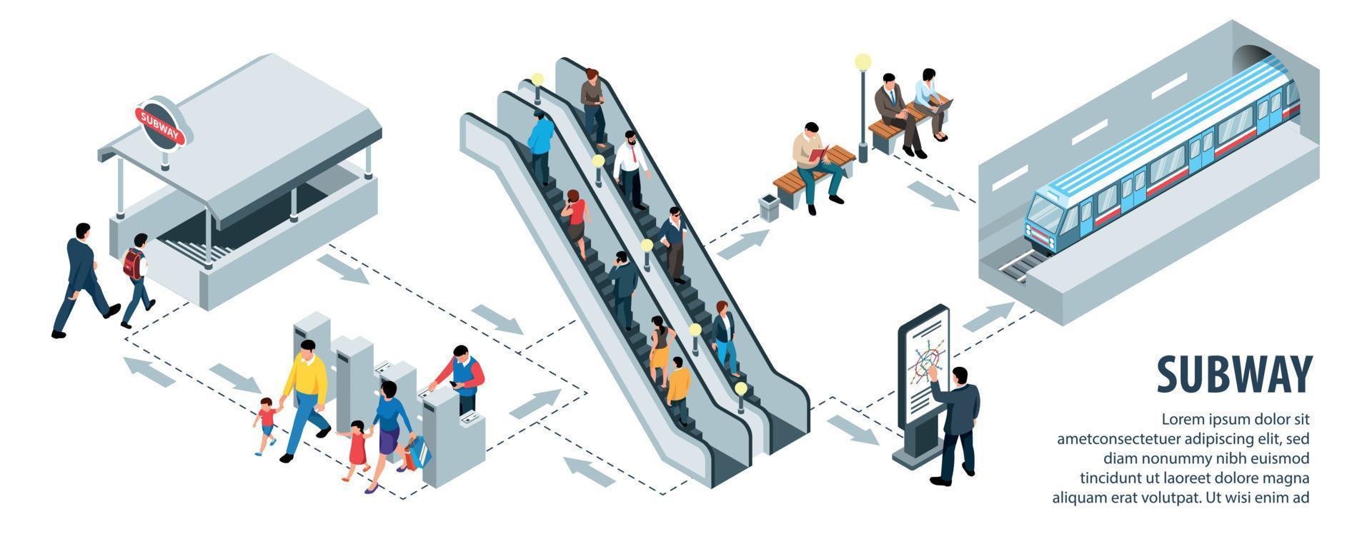 Isometric Subway Infographics vector