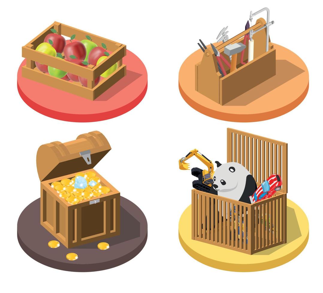 Boxes With Goods Set vector