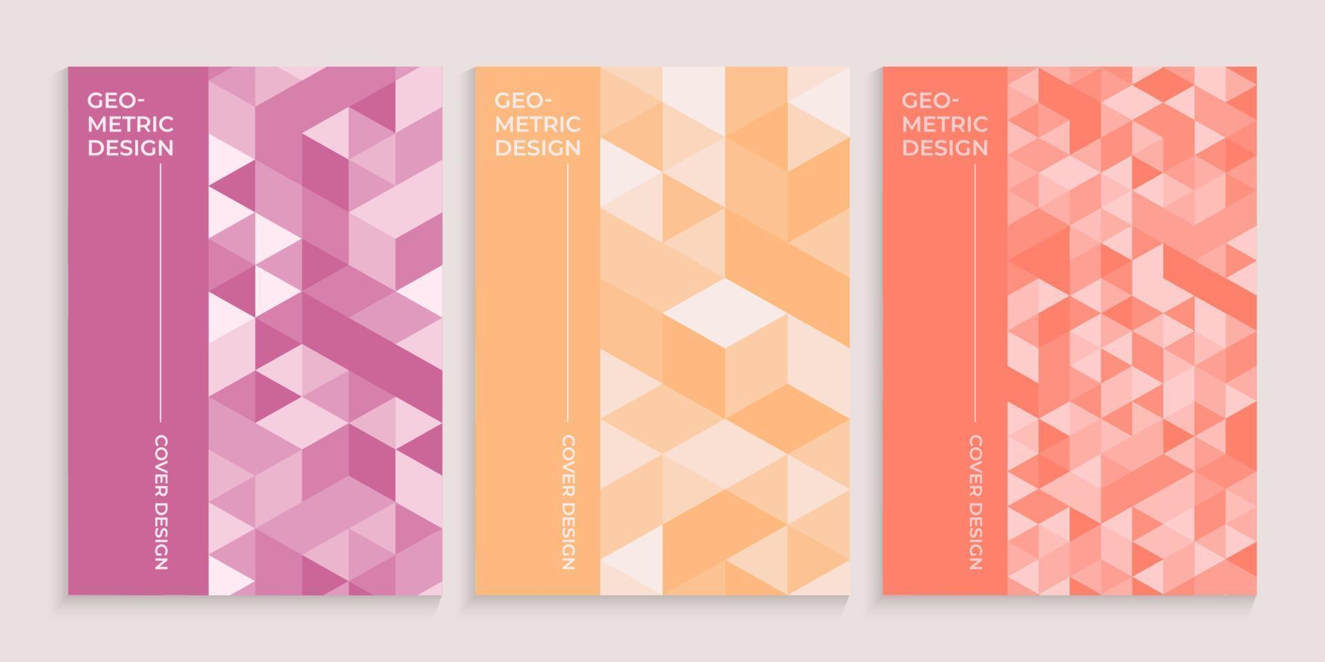 Book cover with geometric triangles in pastel color vector