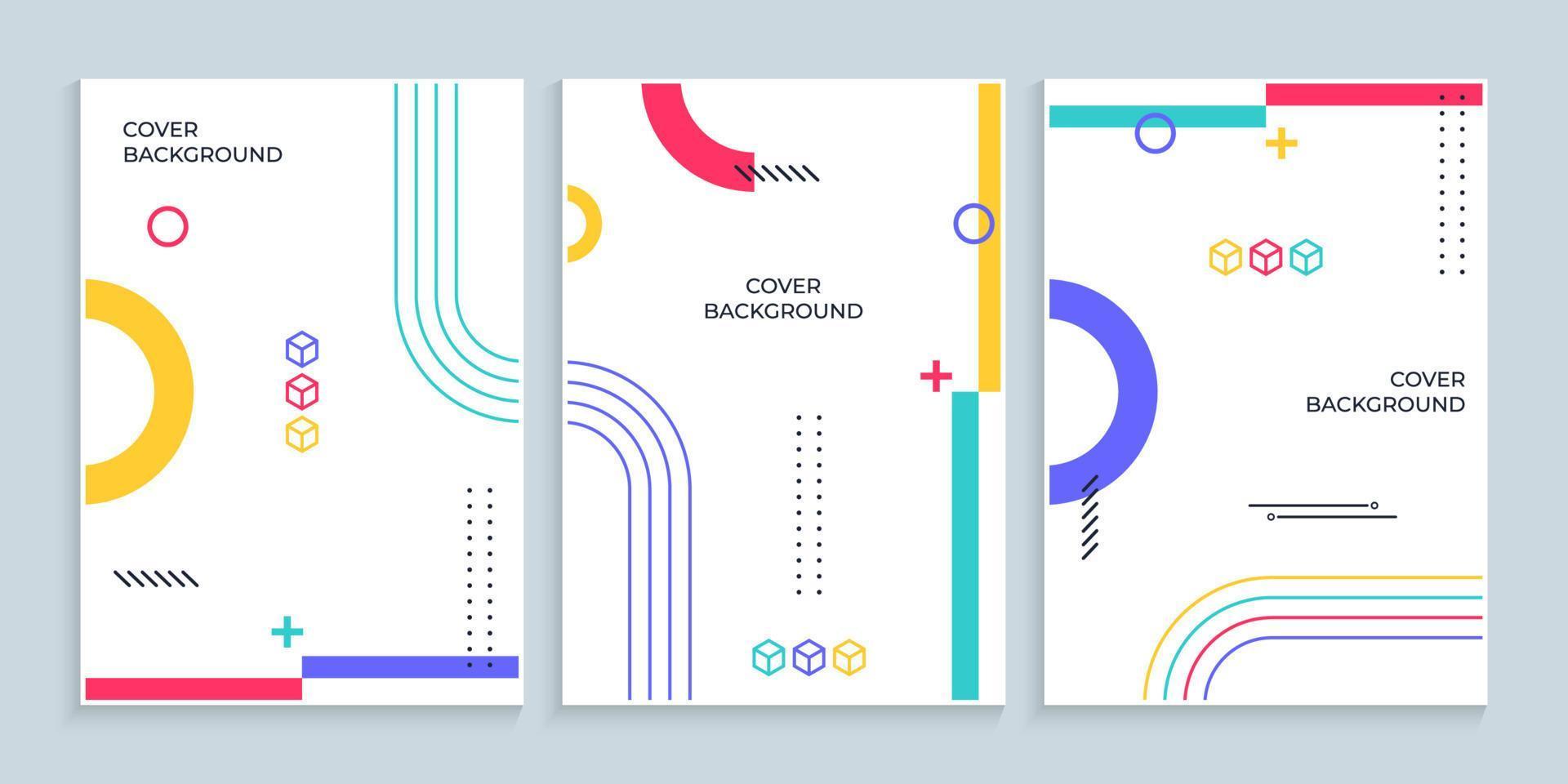 Minimal cover design set in memphis style vector