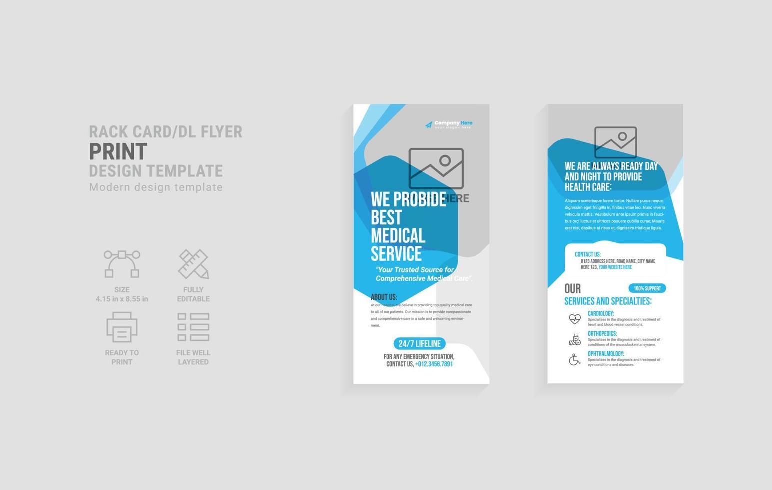 Dl flyer for medical service and for other business purposes vector