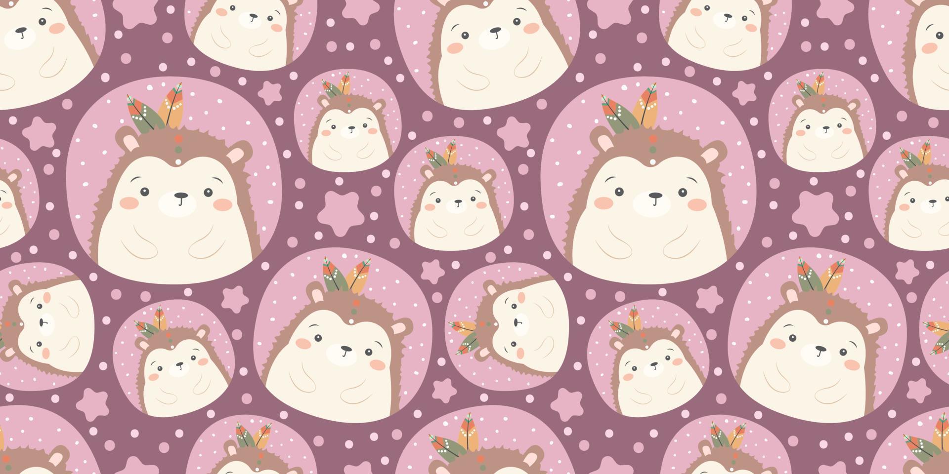 Cute bohemian animals themed seamless pattern vector