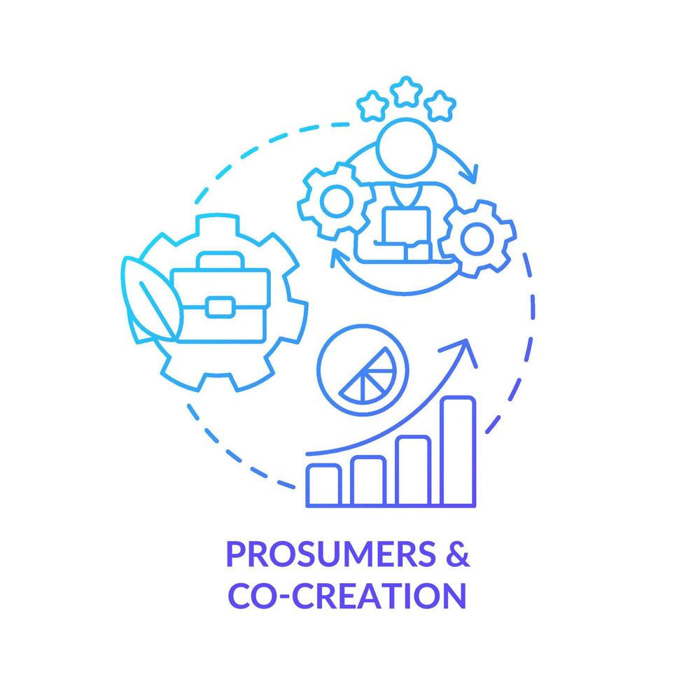 Prosumers and co-creation blue gradient concept icon. Green business model. Eco-conscious brand abstract idea thin line illustration. Isolated outline drawing vector
