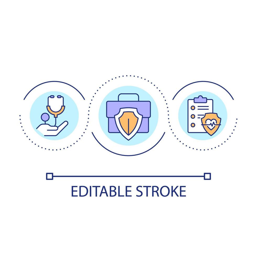 Occupational safety and health loop concept icon. Employee wellbeing. Medical screening in workplace abstract idea thin line illustration. Isolated outline drawing. Editable stroke vector
