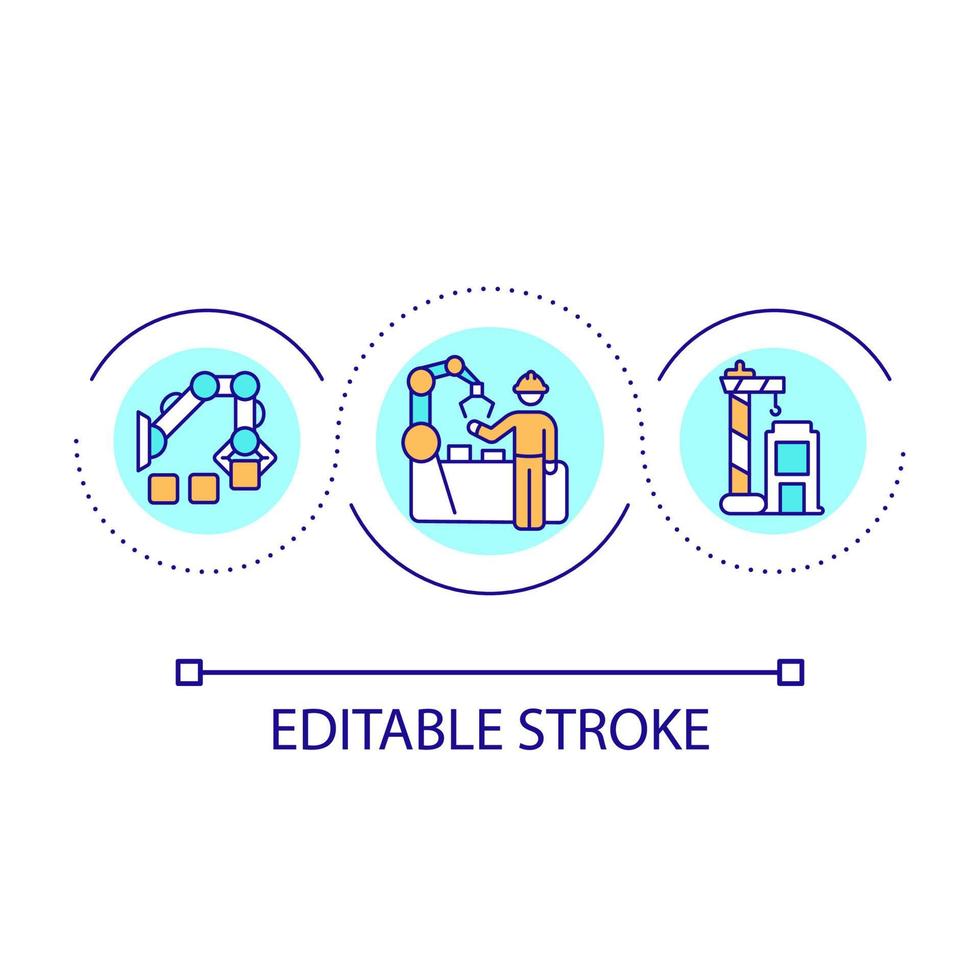 Lifting and crane safety loop concept icon. Manufacturing security system. Factory equipment abstract idea thin line illustration. Isolated outline drawing. Editable stroke vector